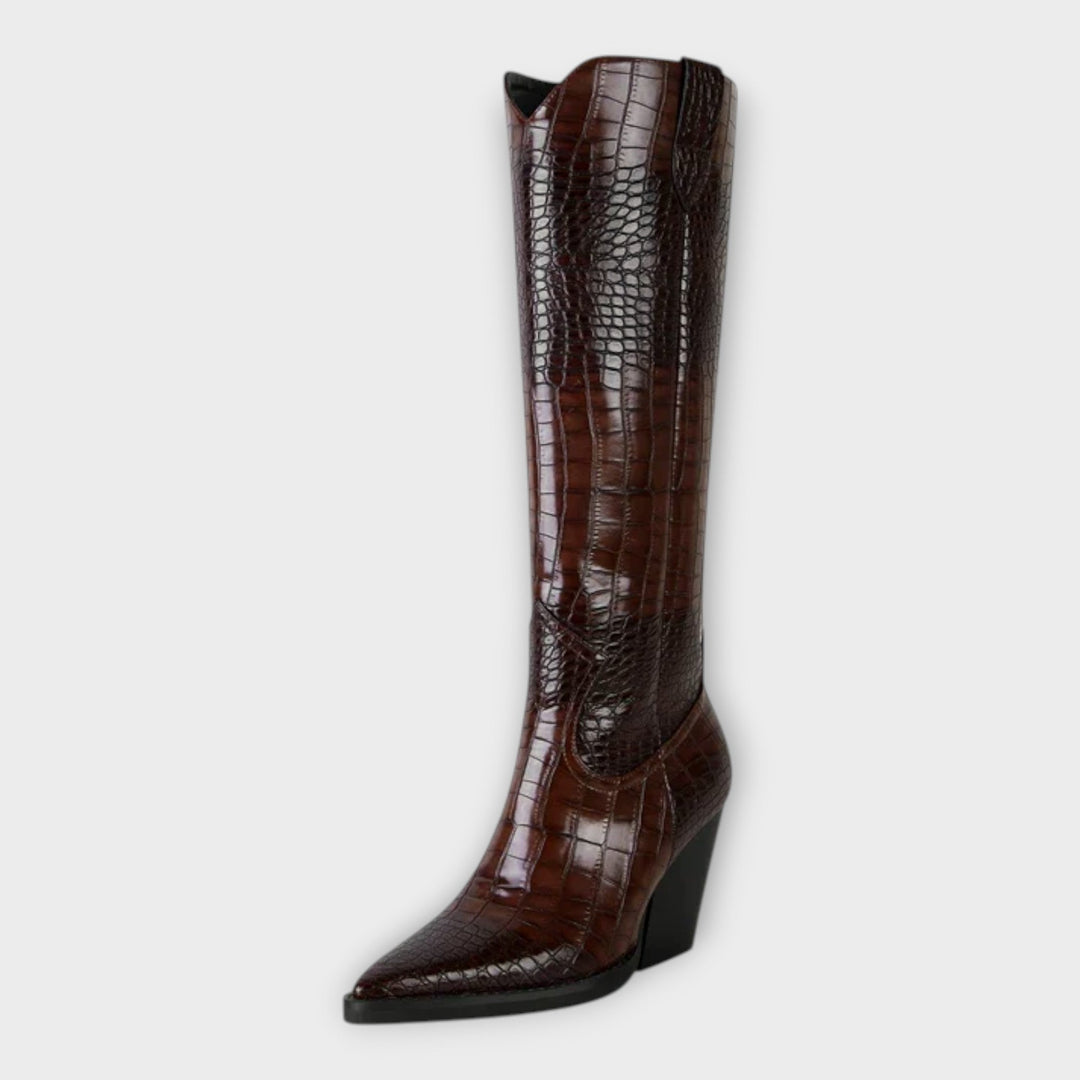 Botas con diseño de cocodrilo y tacón elegante