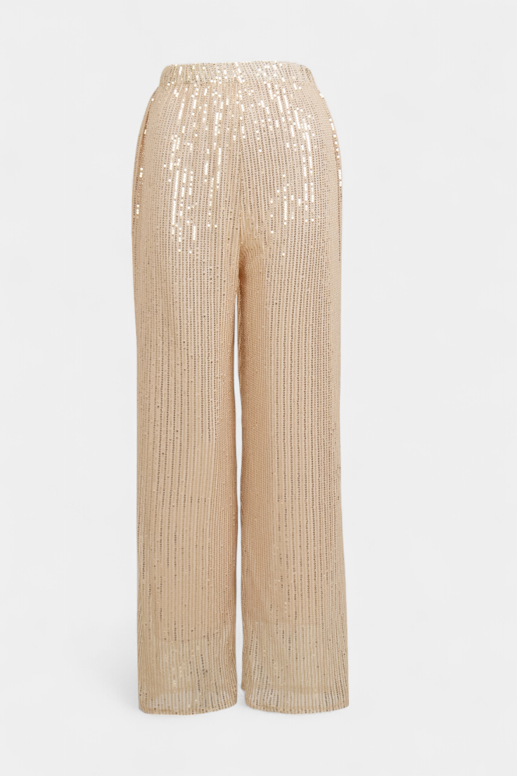 Elva | Pantalones de Lentejuelas de Cintura Alta y Corte Holgado